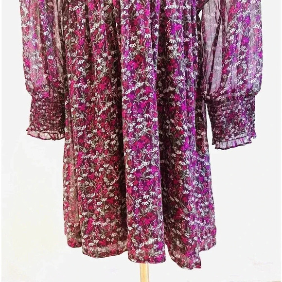 NWT DRAPER JAMES Women Long Sleeve Partially Lined Shirred Red Floral Dress XXL - Picture 8 of 12